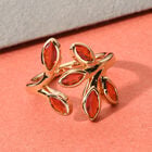 Mexikanischer Kirschfeuer-Opal Blatt-Design-Ring in Silber image number 1