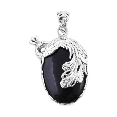 Schwarze Jade Anhänger 925 Silber ca. 45,00 ct. image number 0