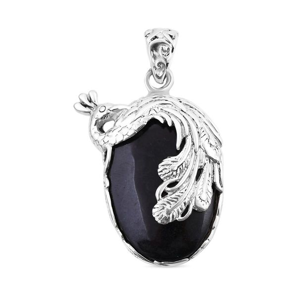 Schwarze Jade Anhänger 925 Silber ca. 45,00 ct. image number 0