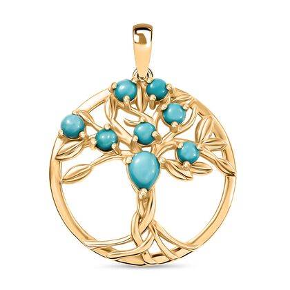 D'Joy AA Sleeping Beauty T&uuml;rkis Anh&auml;nger 925 Silber 750 Gelb Vergoldet ca. 1.00 ct