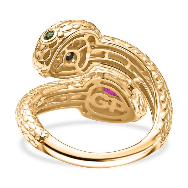 GP Trionfo Kollektion - Afrikanischer Rubin (Fissure gef&uuml;llt), Nat&uuml;rlicher Chromdiopsid Ring 925 Silber 750 Gelbgold Vermeil (Gr&ouml;&szlig;e 17.00) ca. 1.71 ct image number 6