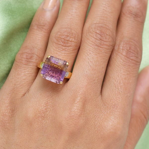 Exklusives Angebot - Premium Ametrin und weißer Zirkon-Ring, 925 Silber vergoldet  ca. 8,77 ct image number 3