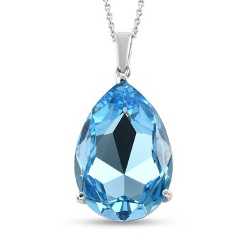 LUSTRO STELLA &Ouml;sterreichischer Aquamarin Kristall Anh&auml;nger mit Kette ca. 45 cm 925 Silber platiniert