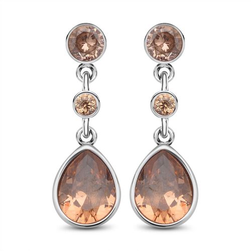 Champagner Zirkonia Ohrringe, Edelstahl ca. 12.40 ct image number 0