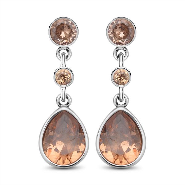 Champagner Zirkonia Ohrringe, Edelstahl ca. 12.40 ct image number 0