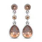 Champagner Zirkonia Ohrringe, Edelstahl ca. 12.40 ct