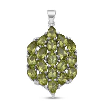 Nat&uuml;rlicher Peridot-Anh&auml;nger, 925 Silber platiniert ca. 8.70 ct
