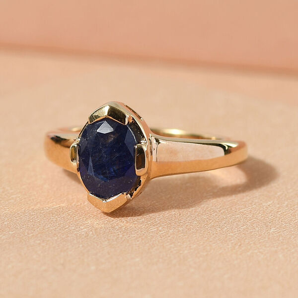 Masoala Saphir Solit&auml;r Ring, 925 Silber vergoldet, 1,90 ct. image number 2