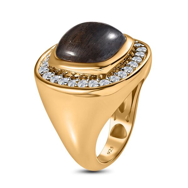 AA goldglänzender Mondstein und Zirkon-Ring image number 5