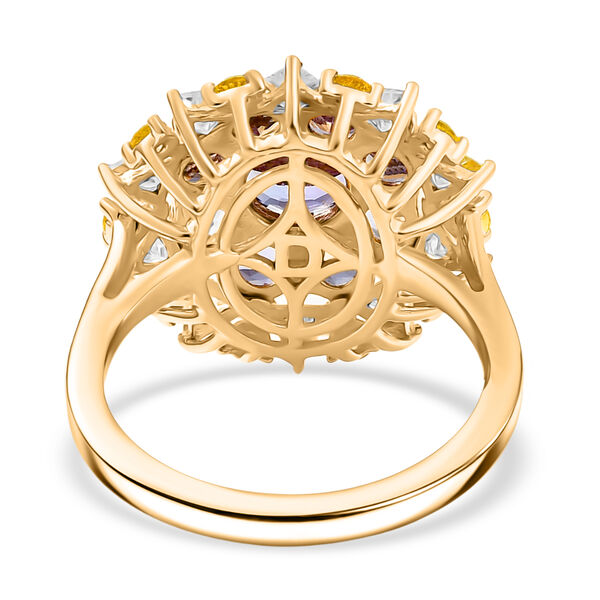 DJoy Tansanit, Moissanit und Gelber Saphir Ring 925 Silber 750 Gelbgold Vermeil (Größe 17.00) ca. 3.47 ct image number 6