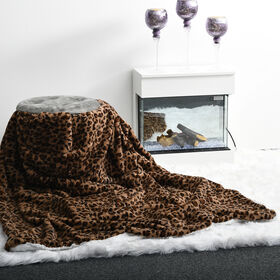 Deluxe Wolkenweiche Kunstfell-Decke mit Sherpa Futter und Weiß Jaguar Motiv, 150x200cm, Weiß Jaguar