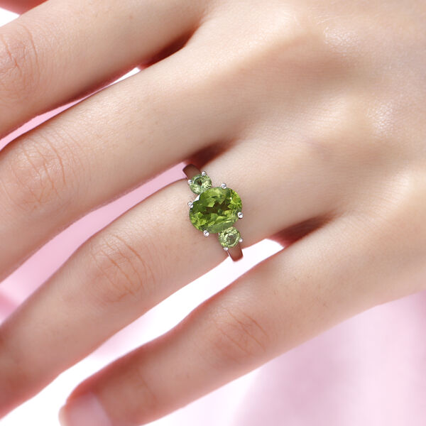 Natürlicher Peridot-Ring, 925 Silber platiniert  ca. 2,81 ct image number 3
