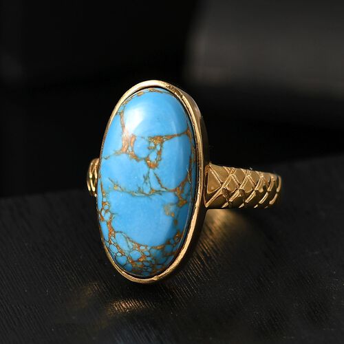 Blaues Türkis Ring Messing (Größe 17.00) ca. 8,70 ct image number 1