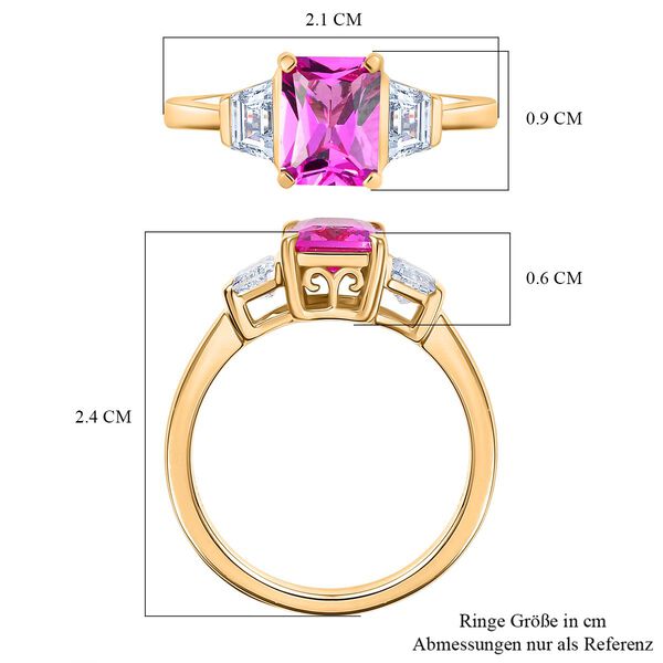 LUXURIANT DIAMANT - AAA Lab Created Rosa Saphir, Lab Grown Diamant Ring 585 Gold (Größe 17.00) ca. 2,26 ct image number 6