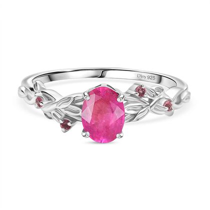D'Joy Ilakaka Rosa Saphir (Fissure gef&uuml;llt), Rosa Turmalin Ring 925 Silber rhodiniert (Gr&ouml;&szlig;e 20.00) ca. 2,01 ct