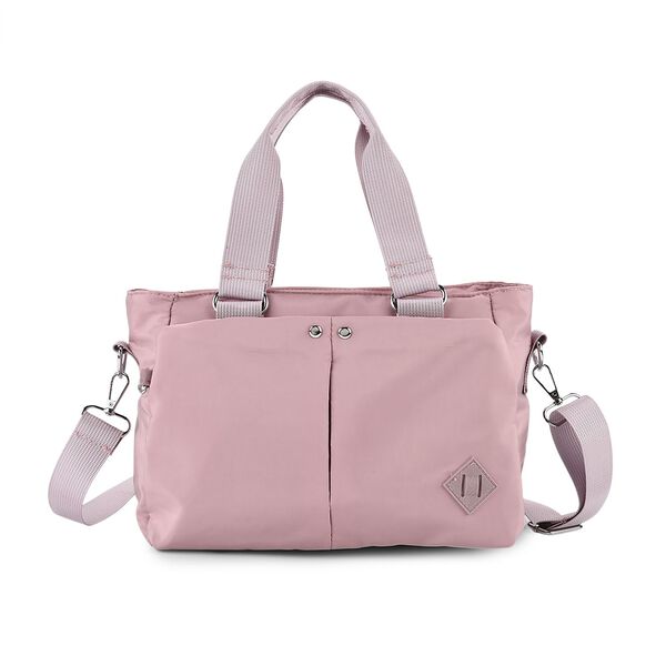 Umh&auml;ngetasche mit mehreren Rei&szlig;verschlussf&auml;chern, abnehmbarem Schulterriemen und Tragegriffen, Gr&ouml;&szlig;e 26x11x20 cm, Rosa