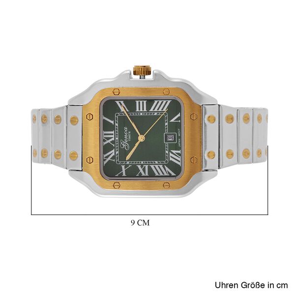 GENOA - Elegante Japan-Uhr mit Datumsfunktion, IPS-versilbertem Geh&auml;use, r&ouml;mischen Ziffern, Edelstahlarmband, 3 ATM Wasserdichtigkeit, 20 cm, bicolor image number 8