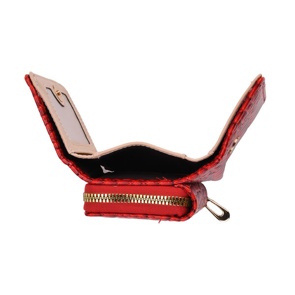 Stilvolle Geldbörse mit Krokodilprägung und RFID-Schutz, 11x8 cm, Rot image number 6