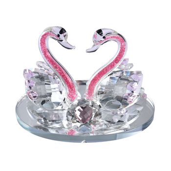 The 5th Season - Zwillings-Kristallschw&auml;ne auf Spiegelplatte, 13x9.5x9cm, rosa