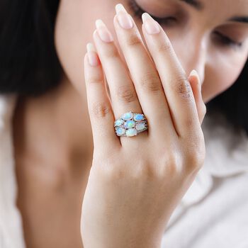 Nat&uuml;rlicher, &auml;thiopischer Welo Opal Ring, 925 Silber platiniert (Gr&ouml;&szlig;e 20.00) ca. 3.44 ct