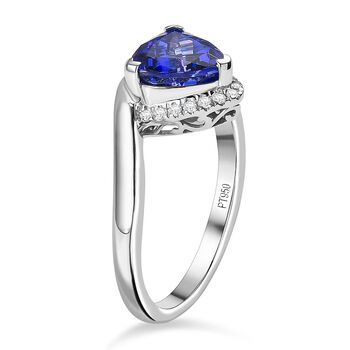 Rhapsody AAAA Tansanit, Wei&szlig;er Diamant Ring 950 Platin (Gr&ouml;&szlig;e 19.00) ca. 2,84 ct