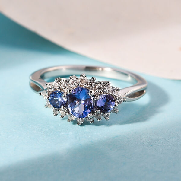 Tansanit und wei&szlig;er Zirkon-Ring - 0,89 ct. image number 2