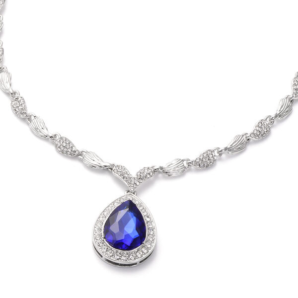 Simuliertes, blaues und wei&szlig;es Kristall-Schmuckset - 55,29 ct. image number 3