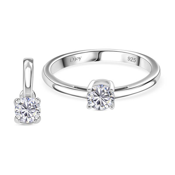 D'Joy GRA zertifiziertes Moissanit Schmuckset, 925 Silber rhodiniert - 2 ct.