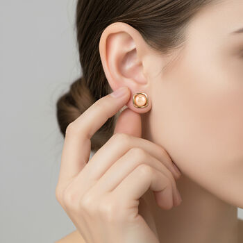 2er Set - Rosa S&uuml;&szlig;wasser Perle, Wei&szlig;e S&uuml;&szlig;wasser Perle Ohrringe, Nickelfreies Messing, Goldfarben