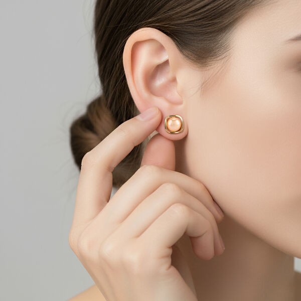 2er Set - Rosa S&uuml;&szlig;wasser Perle, Wei&szlig;e S&uuml;&szlig;wasser Perle Ohrringe, Nickelfreies Messing, Goldfarben image number 4