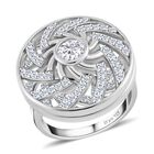 Moissanit Ring 925 Silber platiniert (Größe 17.00) ca. 1.62 ct