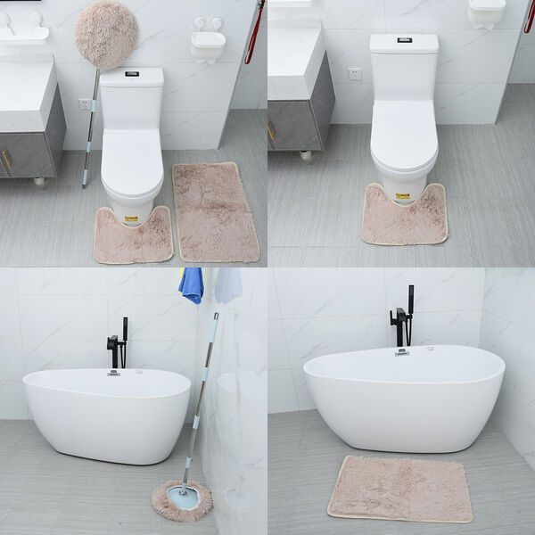 3er-Set Bad-Kollektion, extra weicher Duschvorleger 50x80 cm, WC-Vorleger 40x50 cm, WC-Deckel, Elfenbein image number 3