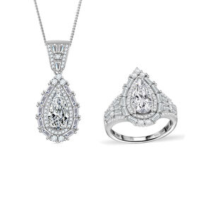 D'Joy Moissanit Ring und Anhänger mit 50 Kette