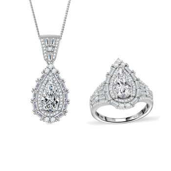 D'Joy Moissanit Ring und Anh&auml;nger mit 50 Kette