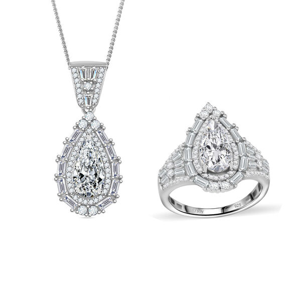 D'Joy Moissanit Ring und Anh&auml;nger mit 50 Kette