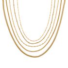 5er-Set Halsketten, ca. 45 cm + 5 cm Extender, Nickelfreies Messing Goldfarben