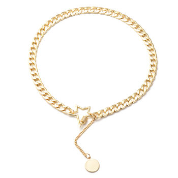 Wei&szlig;e Kristall Halskette, ca. 47 cm, goldfarben