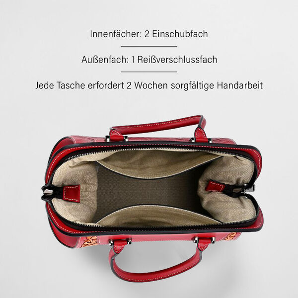 Grand Pelle  - Echtleder Handtasche, 28 x 25 x 15 cm, rot image number 4