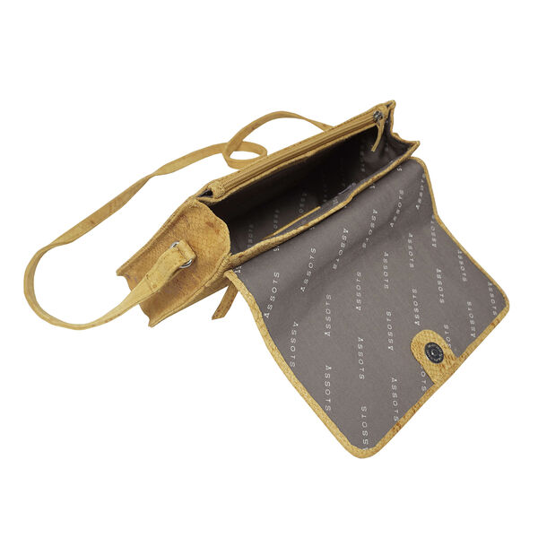 ASSOTS LONDON - Schlangendruck Crossbody Tasche aus 100% echtem Leder, 22x19x6cm, Gelb image number 3
