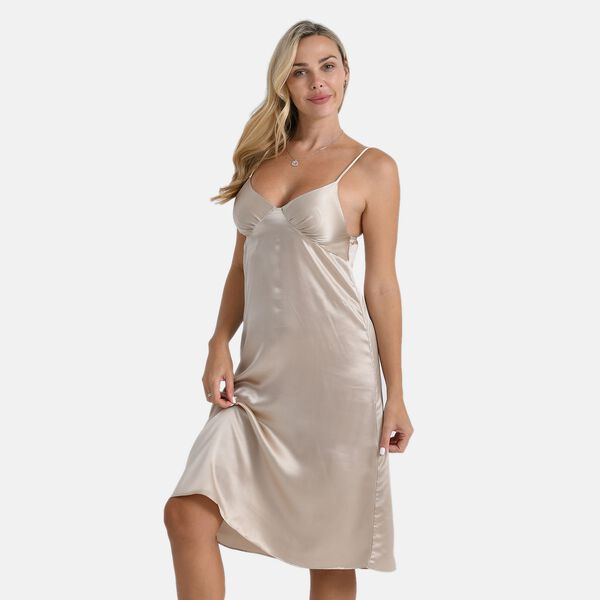 LA MAREY Nachthemd 100% Maulbeerseide, Champagner, L image number 3