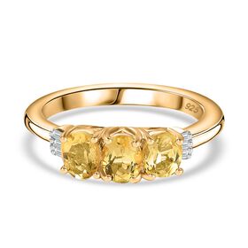 AA Premium brasilianischer Heliodor und Diamant-Ring 925 Silber - 1,13 ct.