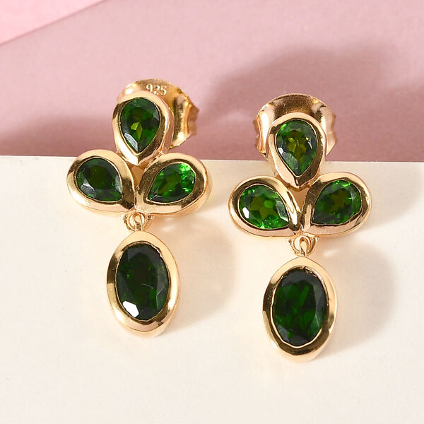 Nat&uuml;rlicher Chromdiopsid-Ohrh&auml;nger, 925 Silber vergoldet ca. 2,00 ct&nbsp; image number 2