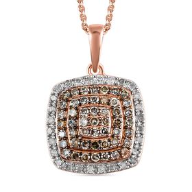Art-déco weißer und Champagner-Diamant-Anhänger mit Kette- 0,75ct.