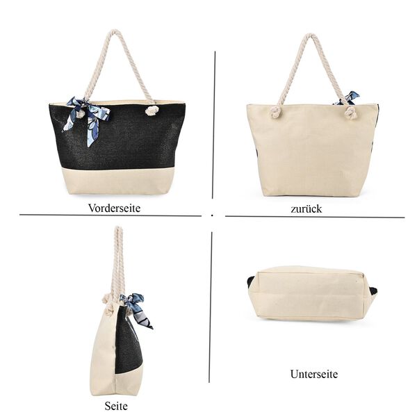 Einkaufstasche mit Schleife, Schwarz image number 2