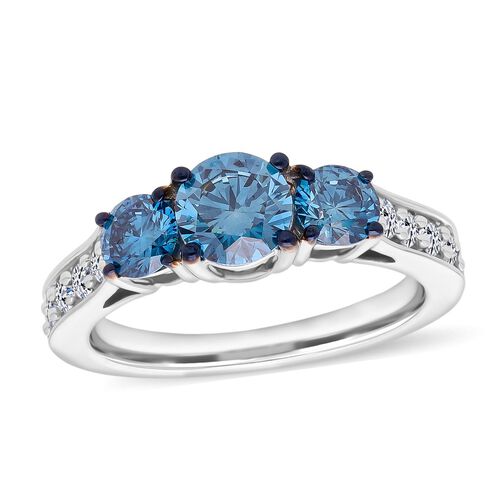 Lab Grown Blauer Diamant SI Ring 925 Silber rhodiniert (Größe 17.00) ca. 1,50 ct image number 3