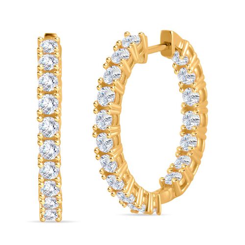 Moissanit Ohrringe, 925 Silber Gelbgold Vermeil  - 3,38 ct. image number 0