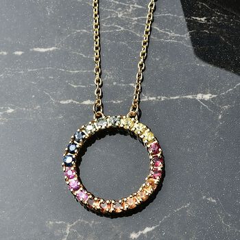 D'Joy AA Mehrfarbig Saphir Halskette ca. 45 cm 925 Silber 750 Gelbgold Vermeil ca. 1.58 ct