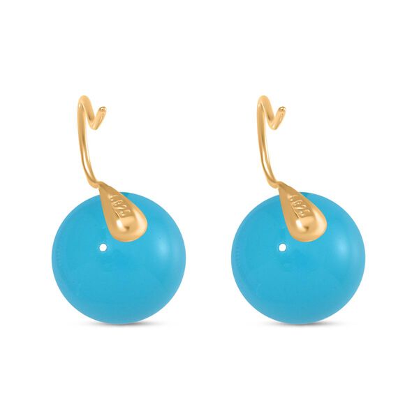 Sleeping Beauty Türkis farbe Muschelperle Ohrringe 925 Silber vergoldet image number 5