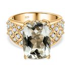 Prasiolith, weißer Zirkon Ring, 925 Silber vergoldet, (Größe 18.00) ca. 6.67 ct