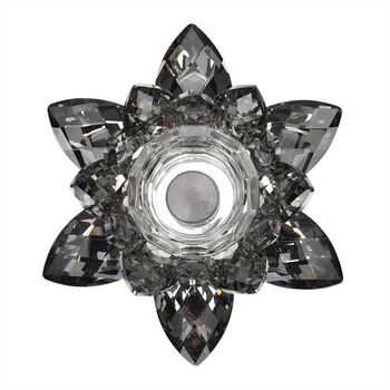 Kristall Lotusblume Kerzenst&auml;nder mit Drehsockel, schwarz